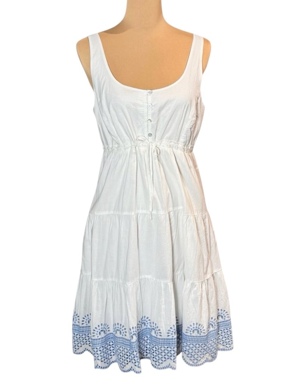 Seraphine Embroidered Cotton Slip Babydoll Dress Sz L Tiered Cottage Prairie